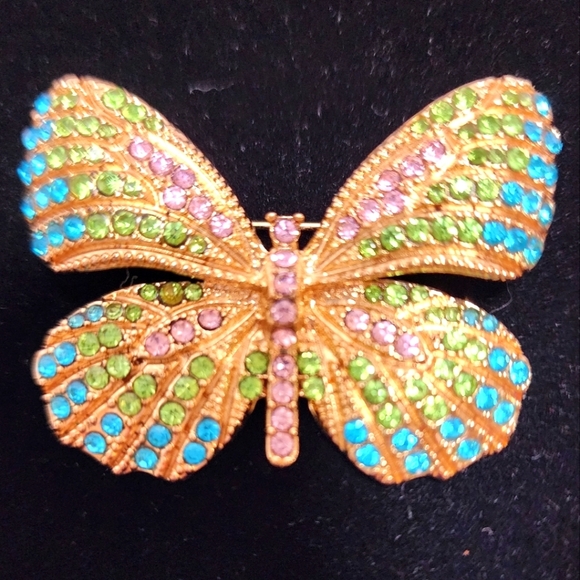 Monet Crystal Butterfly Vintage Brooch Pin - Picture 1 of 11